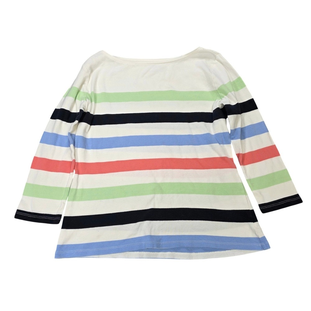 Talbots‎ The Talbots Tee Women's Size M Multicolor Striped Cotton Boat Neck Top